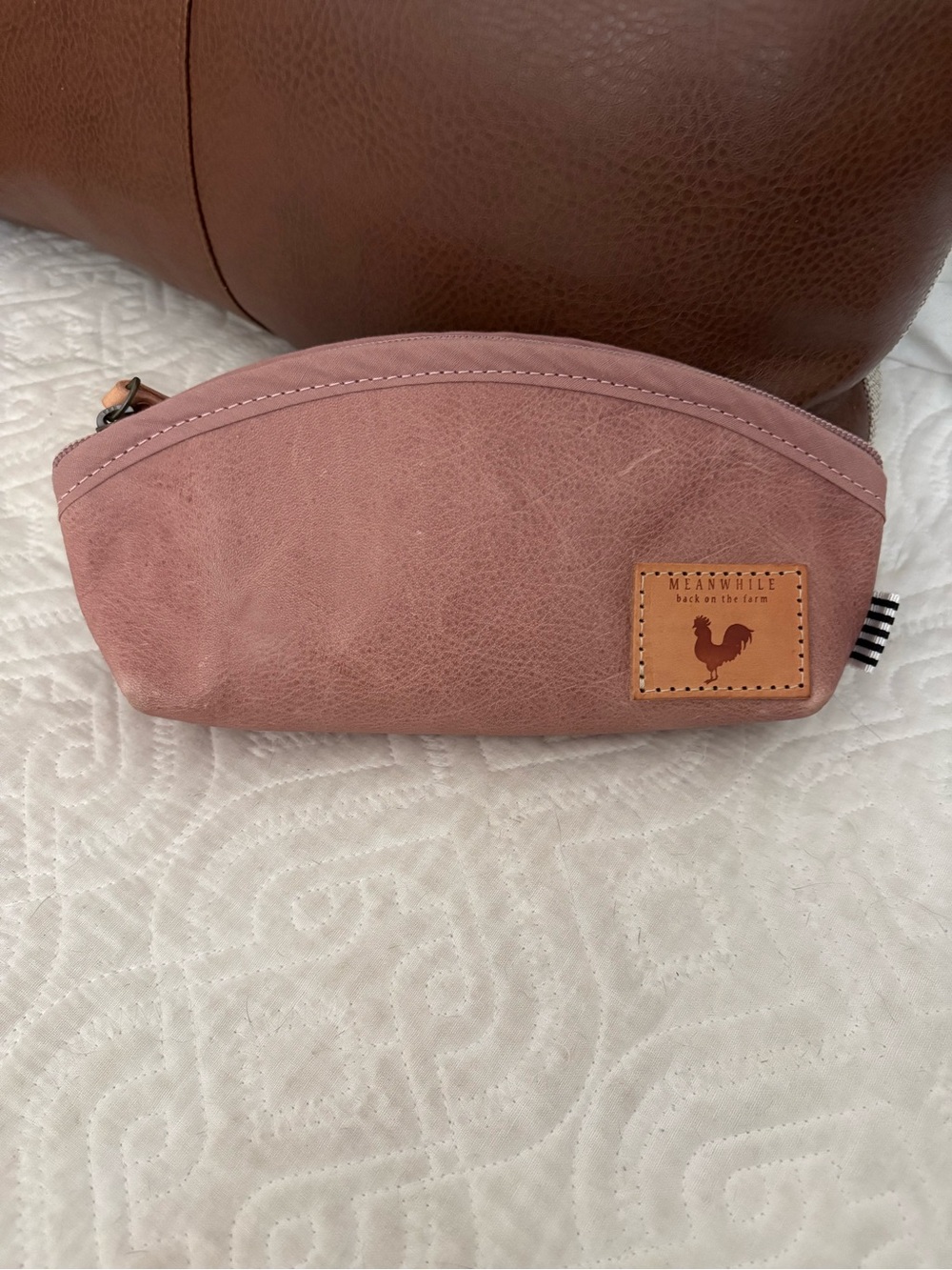Rose leather cosmetic bag